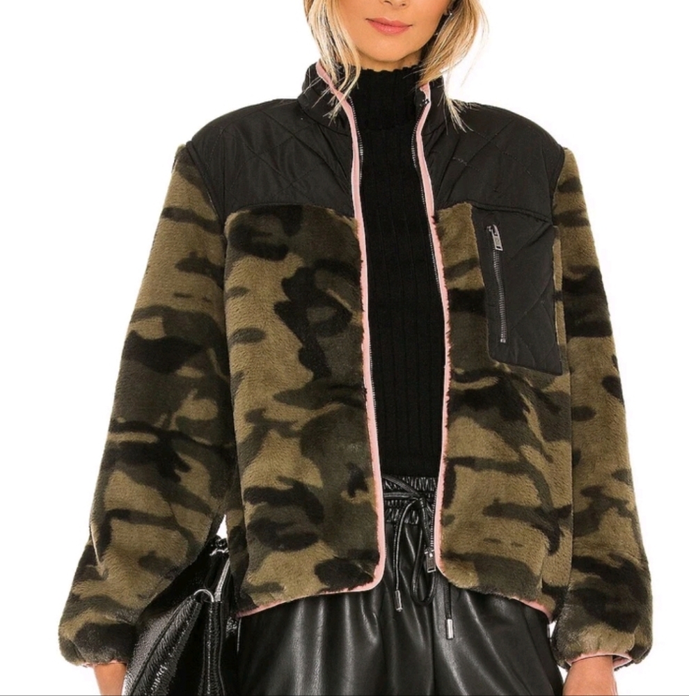 Rails Wesley Faux Fur Coat M Camo Green